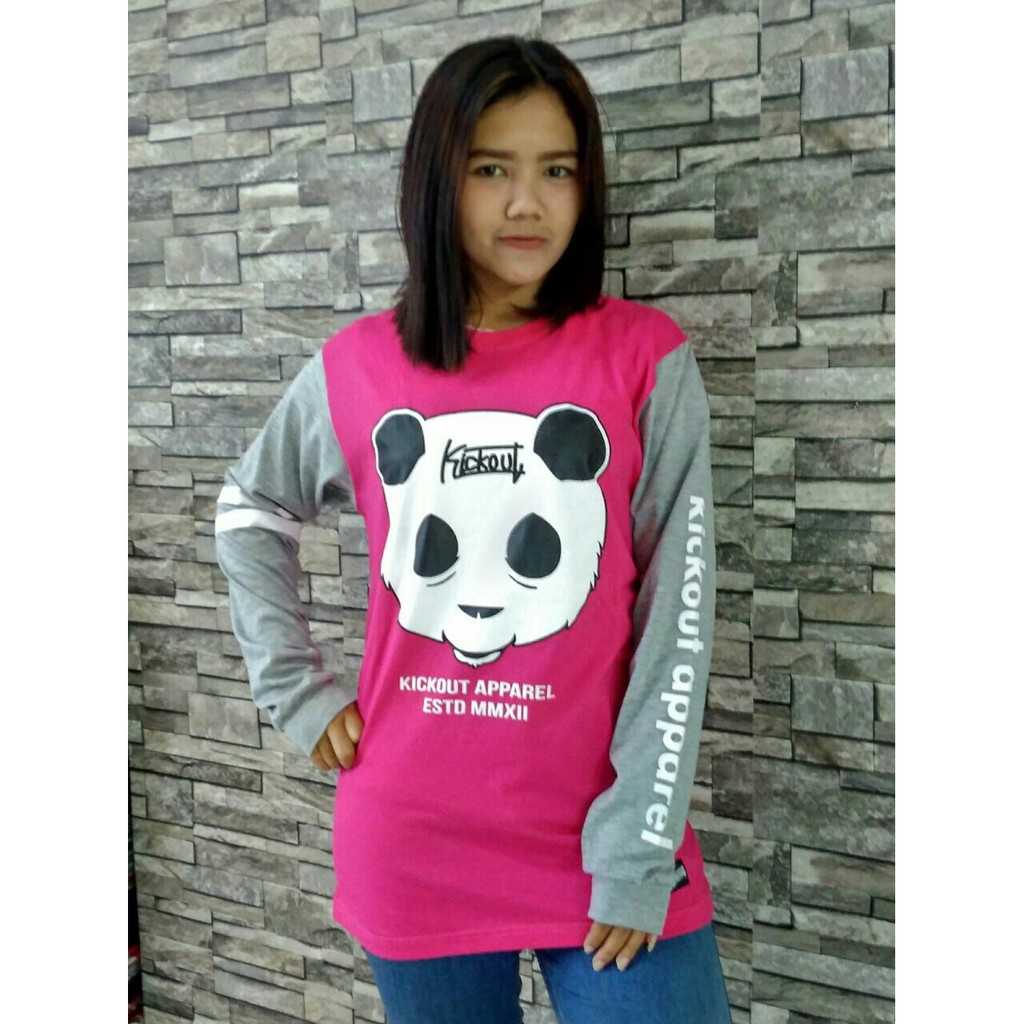 BAJU KAOS DISTRO LENGAN PANJANG LONG SLEEVE DISTRO PANDA KICKOUT APPAREL