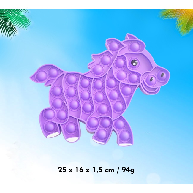 Animal Pop It Push it Pelangi Rainbow Unicorn Astronot Spinner Push Bubble Stress Kids Dino-KUDA UNGU