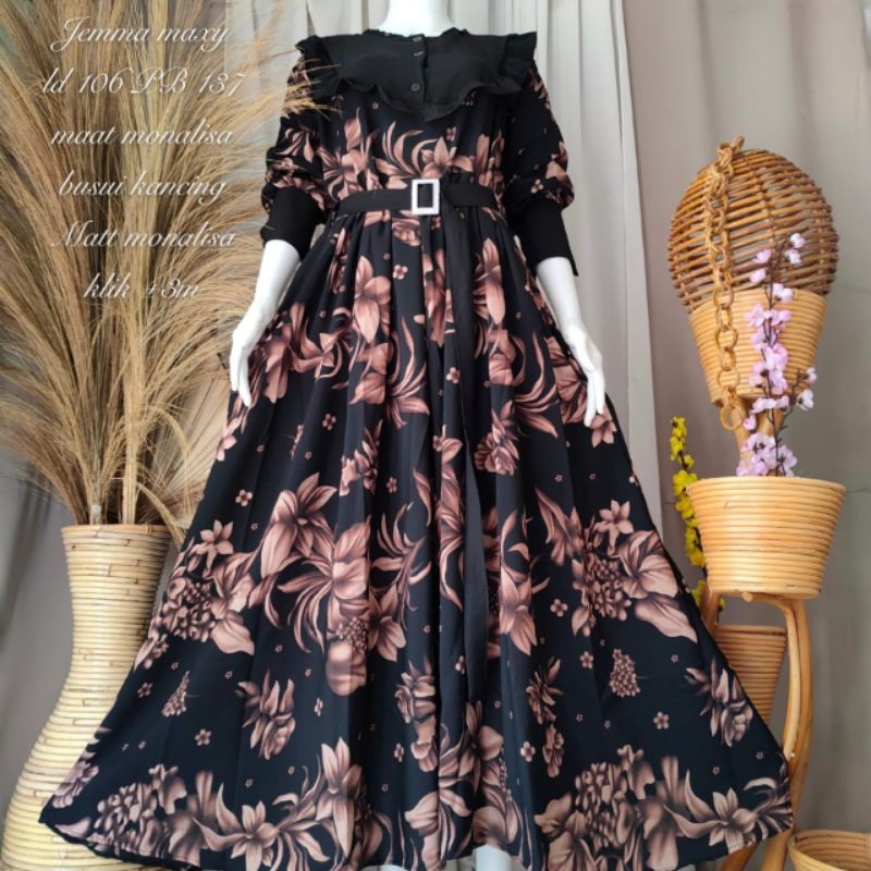 Dress Monalisa Jemma kenanga rempel dada LD 104/ gamis monalisa dewasa