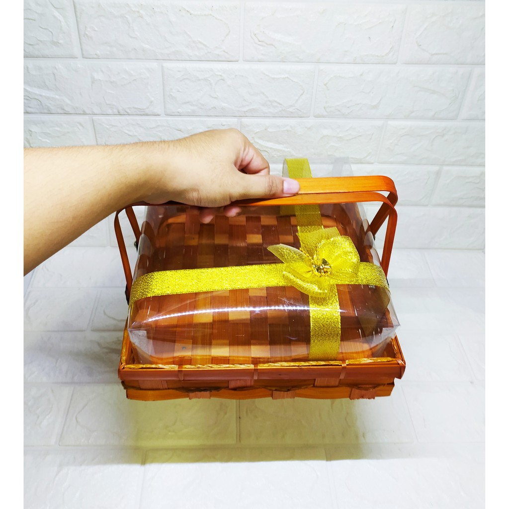 Besek Mika Gagang 25x25 cm Keranjang  Cantik Elegan Hantaran