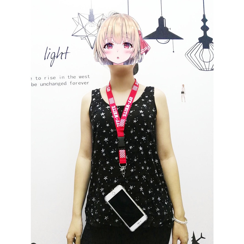 Off-WhitePutih pucat tali lanyard Tali Kamera Tali Ponsel Merek Lanyard Untuk Gantungan Kunci Sling Gantungan Kunci Pemegang ID Card Anti Hilang