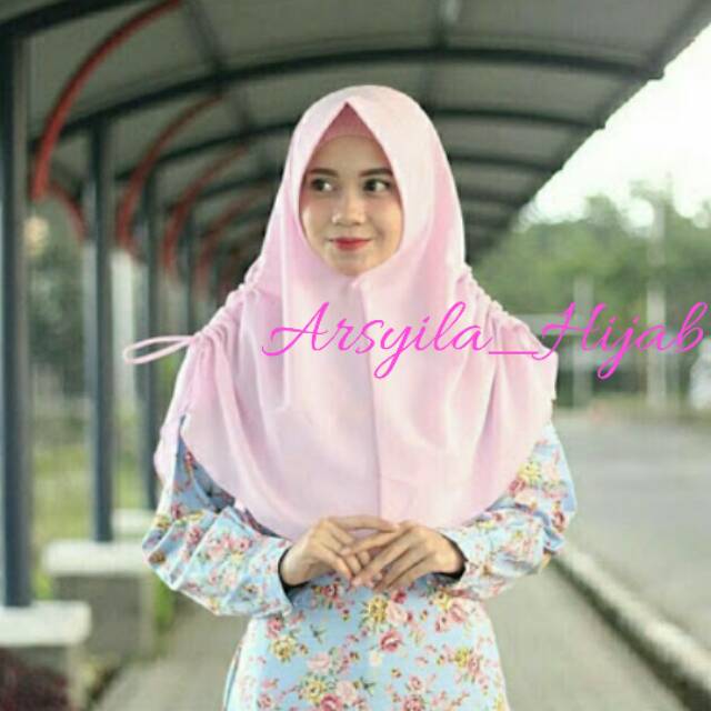 Daily Khimar Jilbab Hijab Kerudung Instan Bergo Jumbo Syari 80 x 110 Pet Antem Simple Penguin wolfis