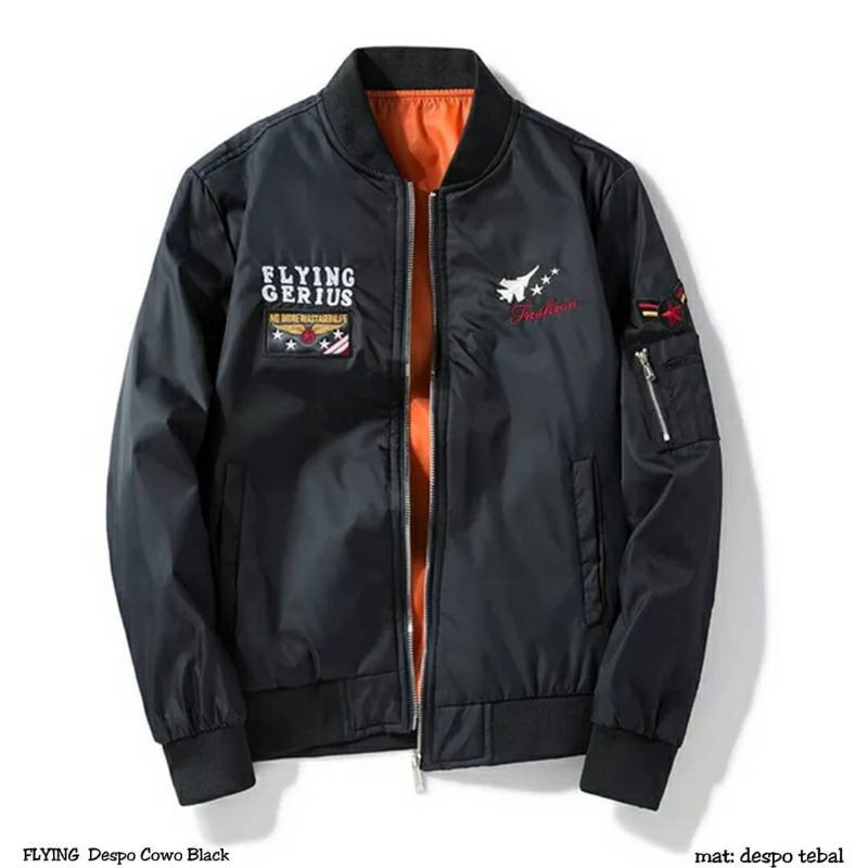 FLAYING Bomber || Jaket Bomber Pria Masa kini II Jaket Pilot outdor Bahan Parasut Despo ( Pria dan Wanita )