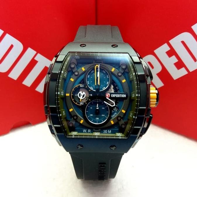 Jam Tangan Pria Expedition Original E6782 Black Blue