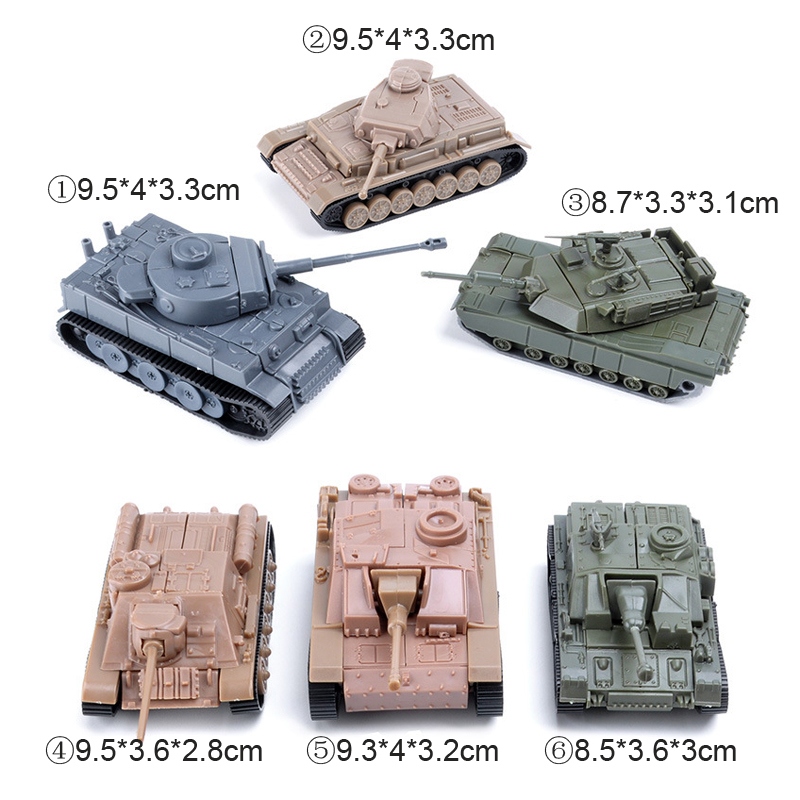 6pcs / Set Mainan Balok Bangunan Model Tank Tempur WWII German Tiger SU-100 M1A2 4D Bahan Plastik