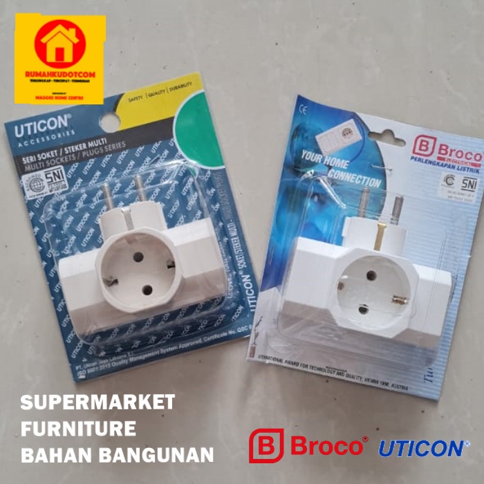 STEKER T ARDE - STEKER LAMPU - STOP KONTAK KAKI 3 - BROCO UTICON
