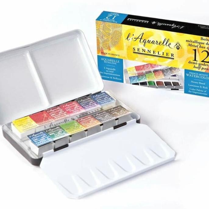 

Sennelier L'Aquarelle Artists Watercolor Paint Metal Box Pocket Set 12