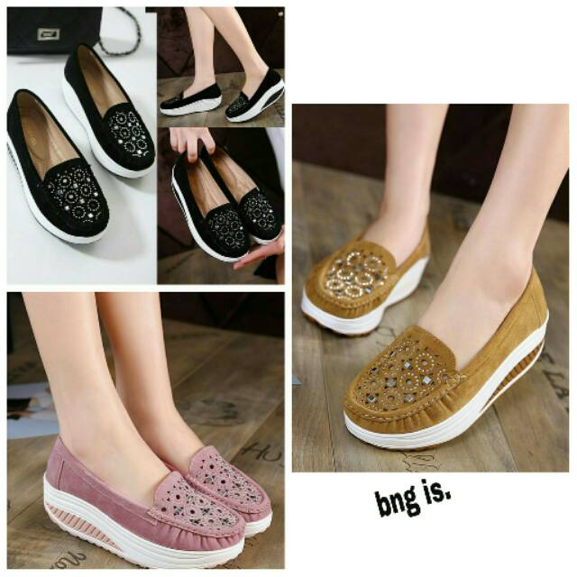 Sepatu wedges wanita remaja blink blink