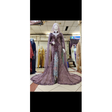 set kebaya akad ekor brukat Payet Jepang