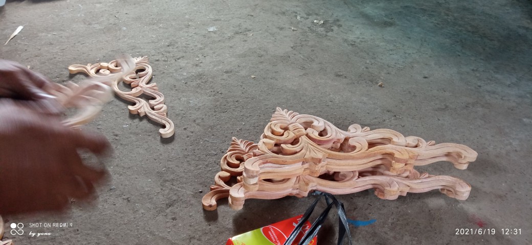 Ornamen Ukir Kayu Ukir Sudut Tradisional Jawa Jepara Indonesia