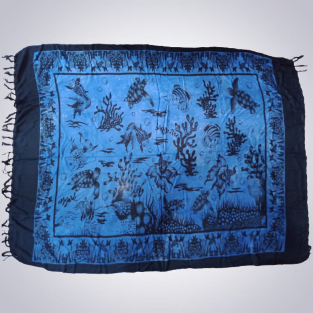 Grosir Kain Bali Motif Aquarium Rayon Sultan 160/120 cm Rumbai Sembilanmode