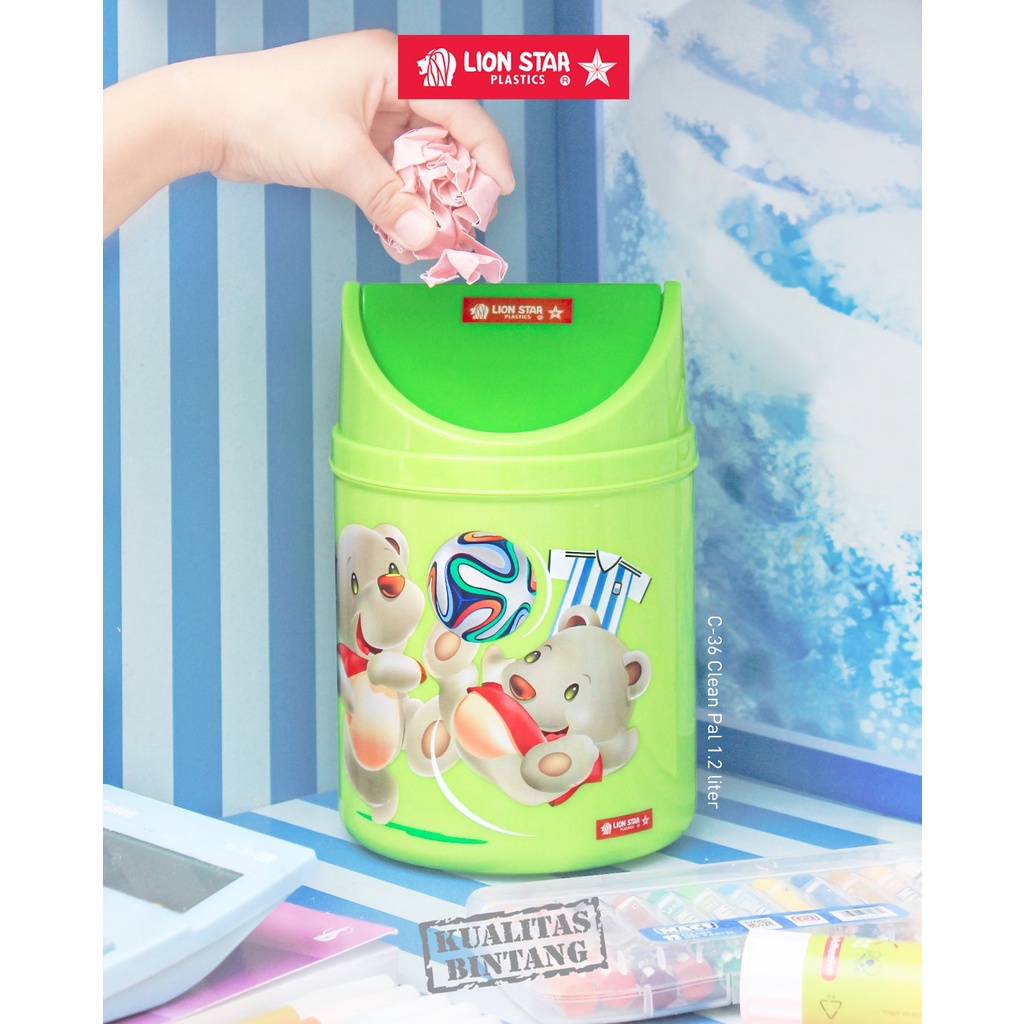 Lion Star Tempat Sampah Clean Pal Dustbin Dust Bin Plastik Trash Kebersihan Kamar Mobil Mini Kecil