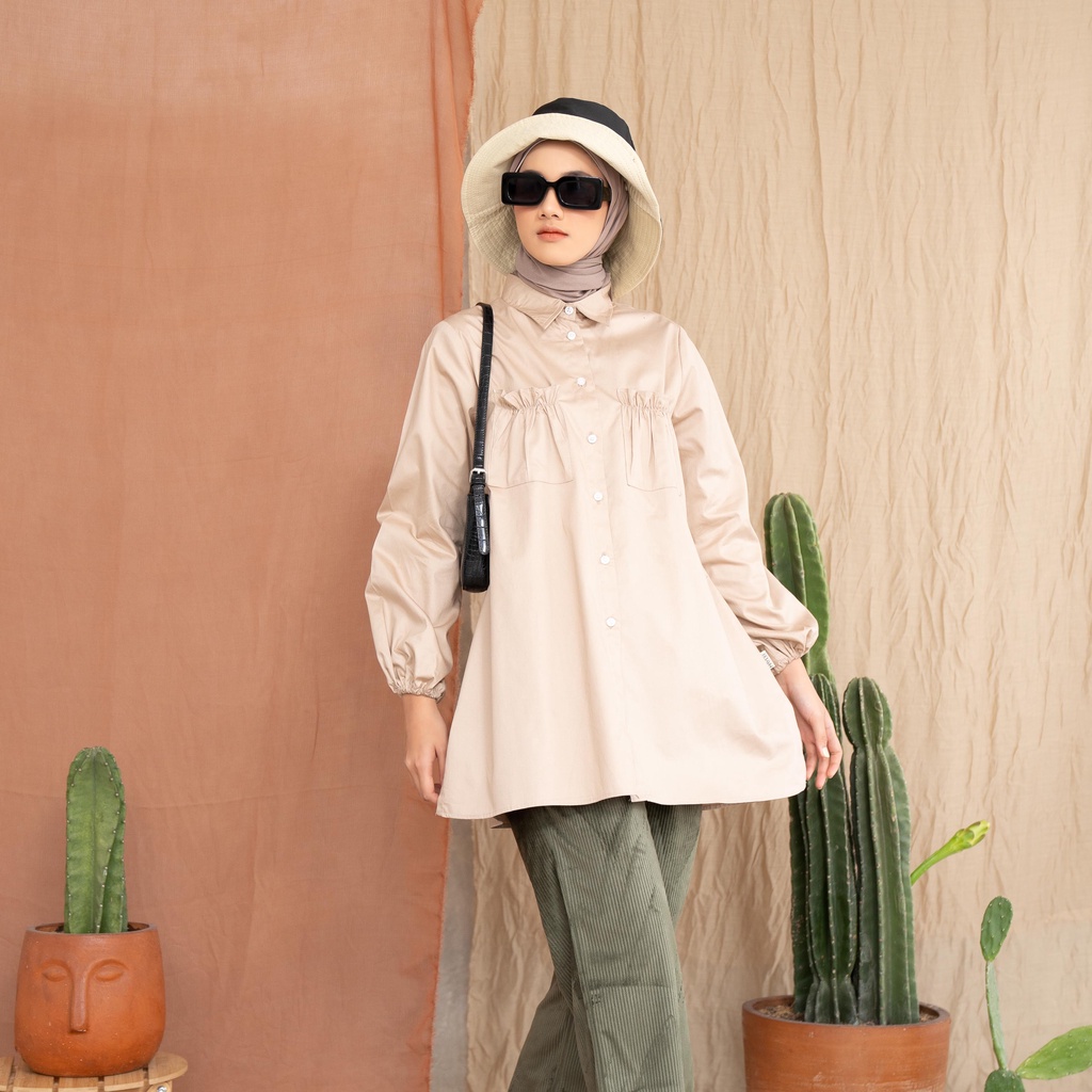 Maydee Tunik Aiko Couple Atasan Tunik Couple Kasual Premium-Aiko Cream