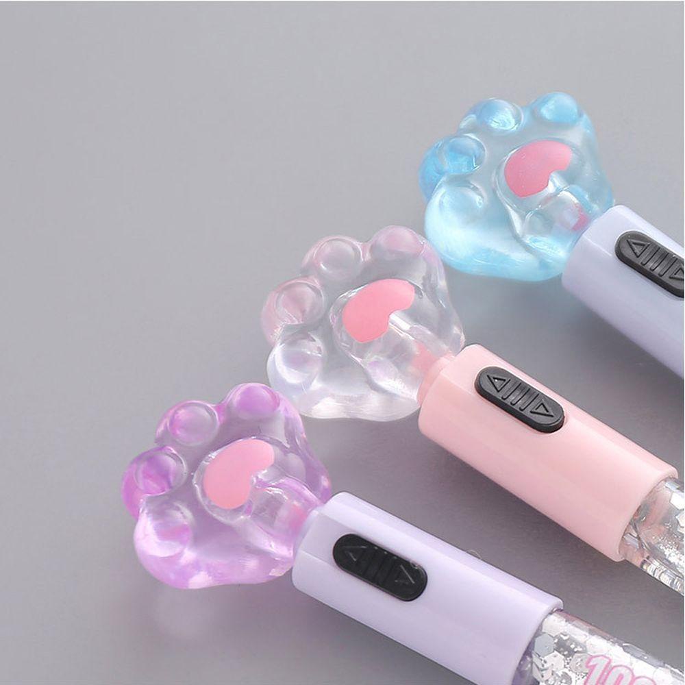 Lanfy Cat Paw Gel Pen Kawaii Alat Tulis Siswa Glitter Light Perlengkapan Menulis Pasir Drift Kristal 0.38mm Dengan Lampu Led Tulisan Pen