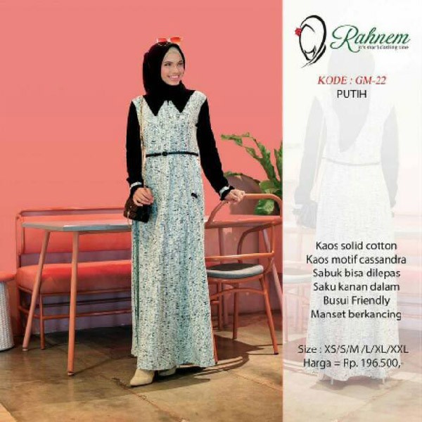 Gamis RAHNEM GM 22 PUTIH-HITAM