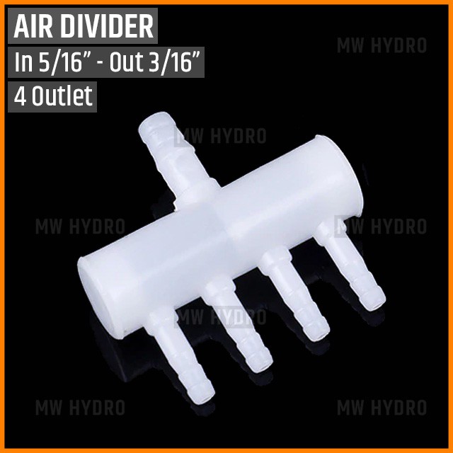 Air Flow Divider / Manifold Pembagi Udara, 4 Outlet, 5/16&quot; ke 3/16&quot;