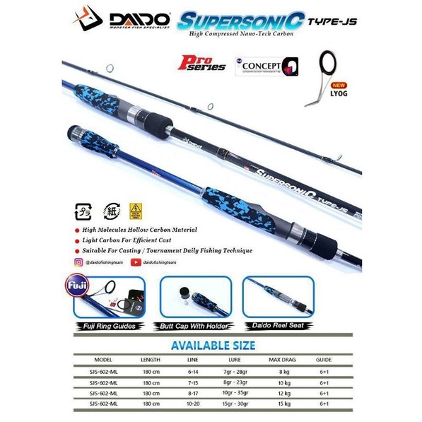 Promo Joran Pancing Daido Supersonic Pro Series Panjang 180 14lb 15lb 17lb Fuji Japan Style Untuk Ga