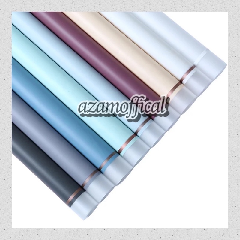 

FLOWER WRAPPING PAPER PLASTIC CELLOPHANE GOLD LINE MATTE KERTAS BUNGA BUKET FLORIST TRANSFARAN