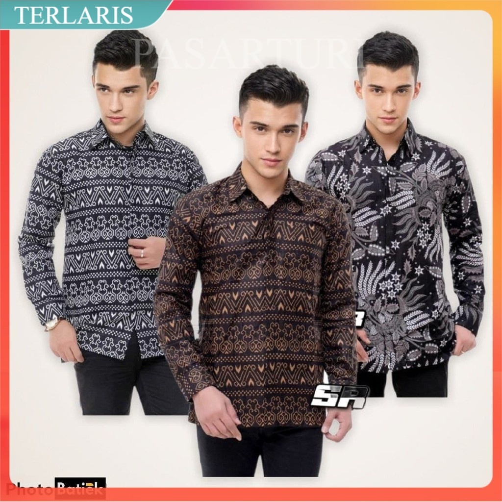 KEMEJA BATIK PRIA LENGAN PANJANG UKURAN REGULER SIZE M L XL [ANS BATIK]