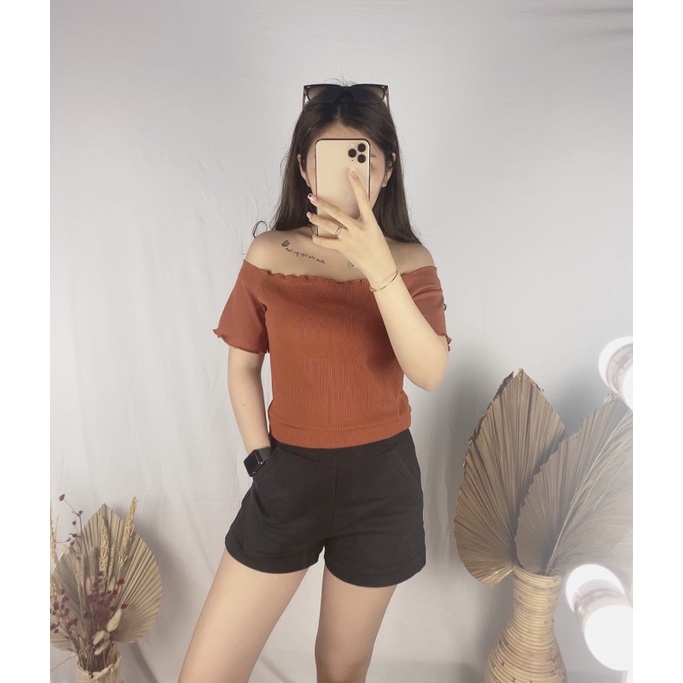 Yuka rib Crop Top | Bow crop top Grosir@43