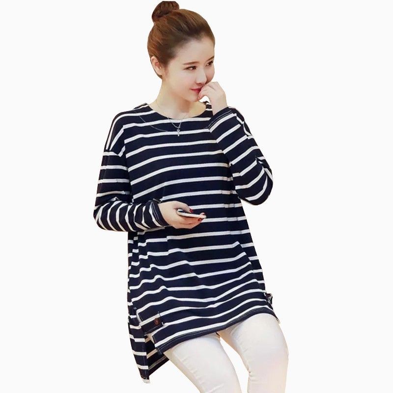 Blouse lengan Panjang Wanita Gaya korea corak Salur - Arsyana