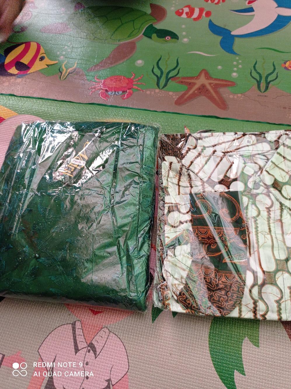 [ Termurah ] Couple Batik Mika Series Parang Hijau Pita Cassandra Nirmala Free Selendang