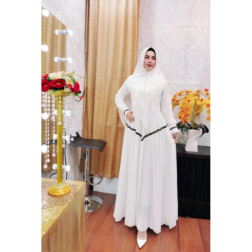 GAMIS CERUTY SYARI SERIES PUTIH BERSIH ZAHRA COLLECTION