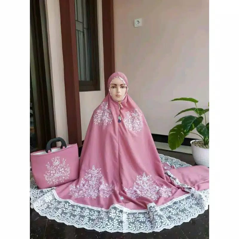 Mukena Dewasa Katun Polos Saleena/Motif Bordir
