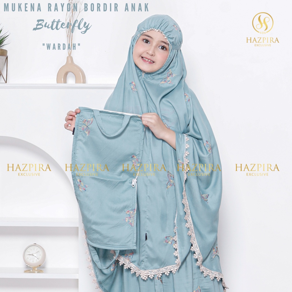 MUKENA ANAK RAYON BORDIR KUPU-KUPU BUTTERFLY 5 - 15 TAHUN