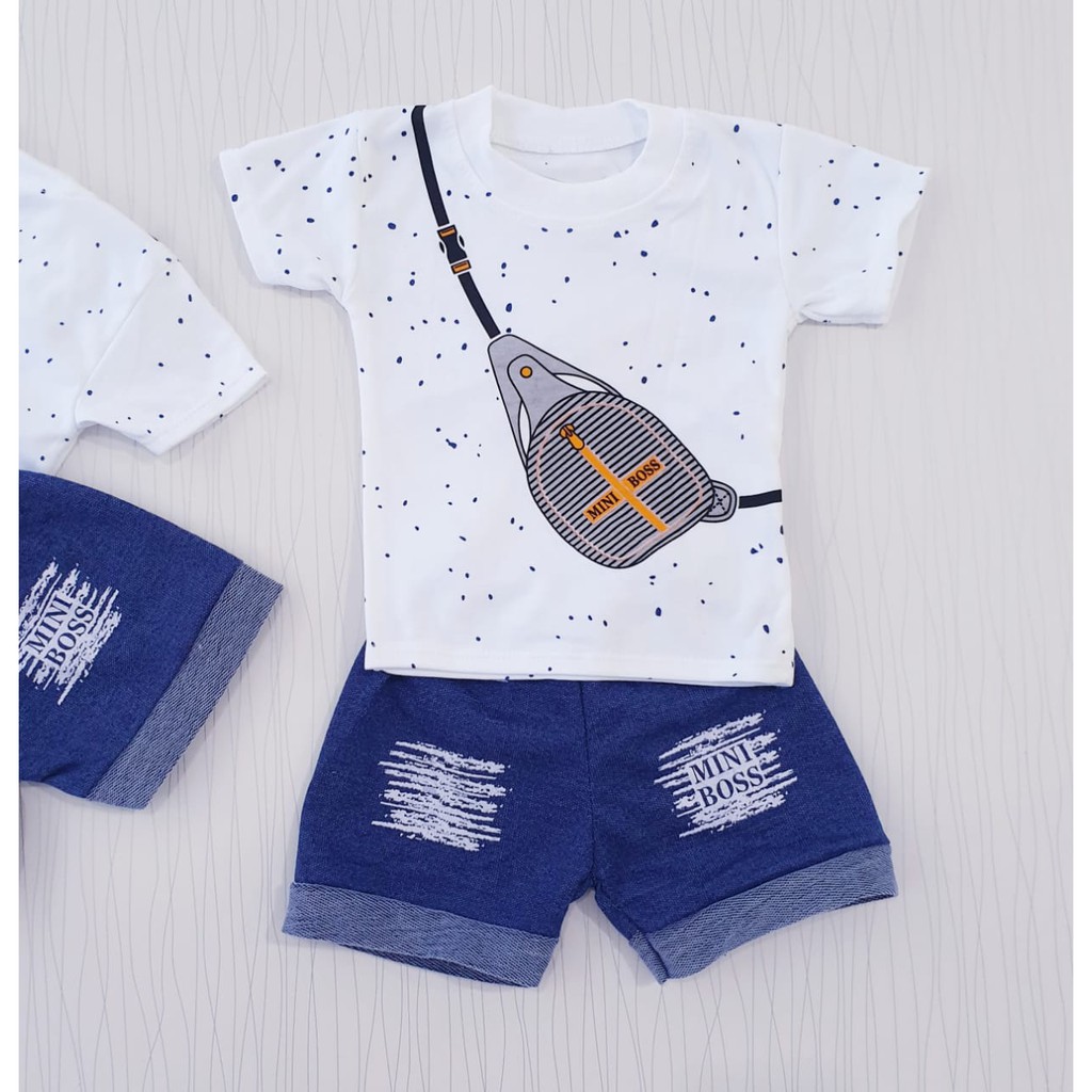 setelan baju anak laki laki mini boss pakaian casual daily bayi baju baby gracia