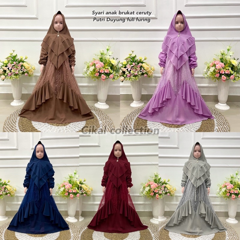 Set gamis anak BRUKAT PUTRI DUYUNG ceruty full furing