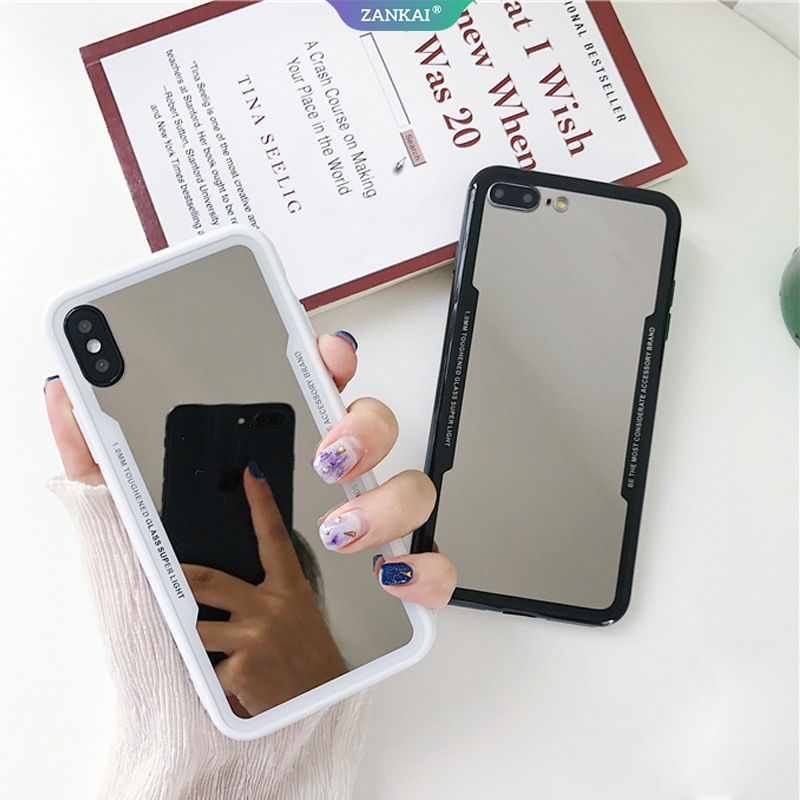 Anticrack Mirror Case Glass Vivo Z5 Y7s Z5x Y3 X27 U1 Y95 S1 Y55 Y66 Y67 Y83 Y81 Y81S Y71 Y79 Y75s Y73 Y85 Z1 Z1i Z3 Z3i Y89 Z3x Y93 Y93s Y97 X7 X9 X9s Cover Soft Plating TPU Back Cover Annka
