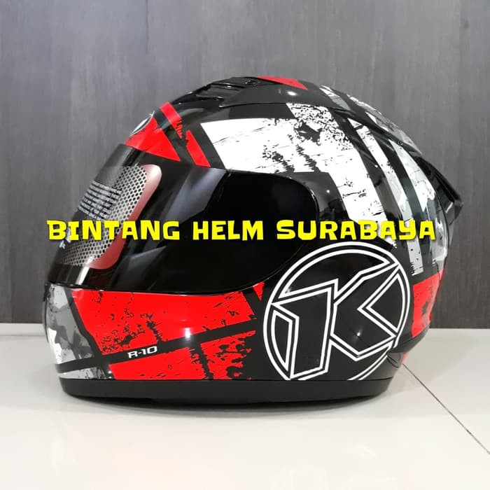 Helm Full Face KYT R10 Army Black Red