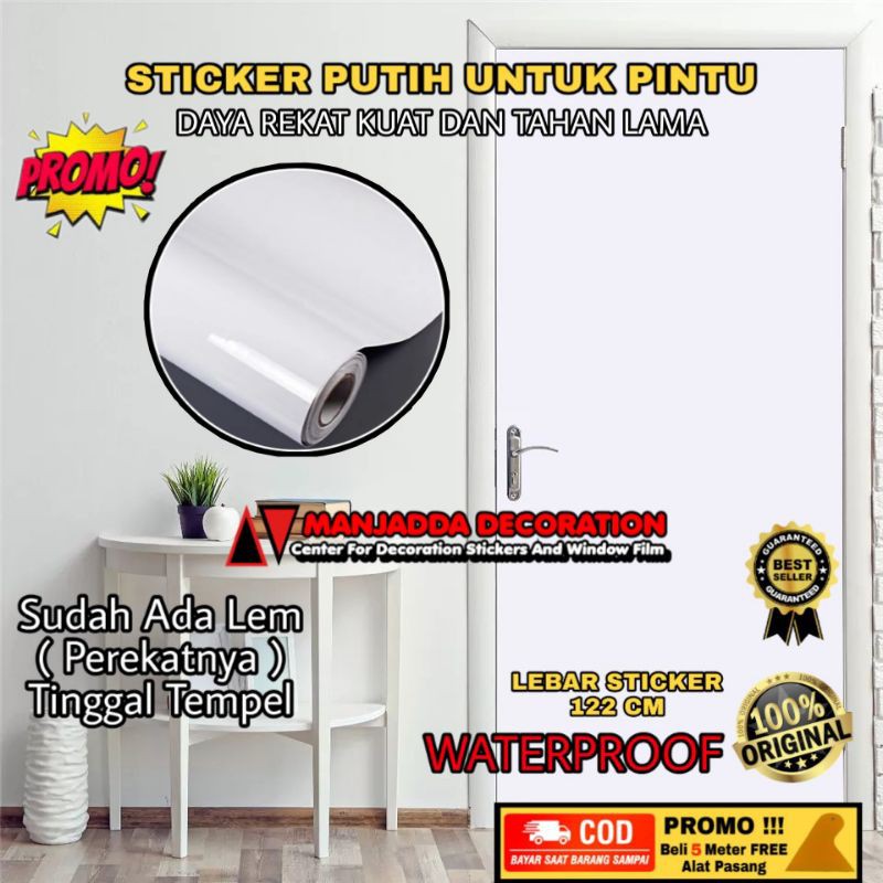 Stiker pintu warna putih Sticker furniture serbaguna