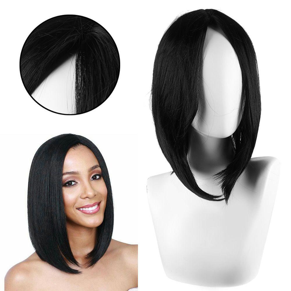 Lily Black Wig Fashion Skor Tengah Pendek Warna Natural