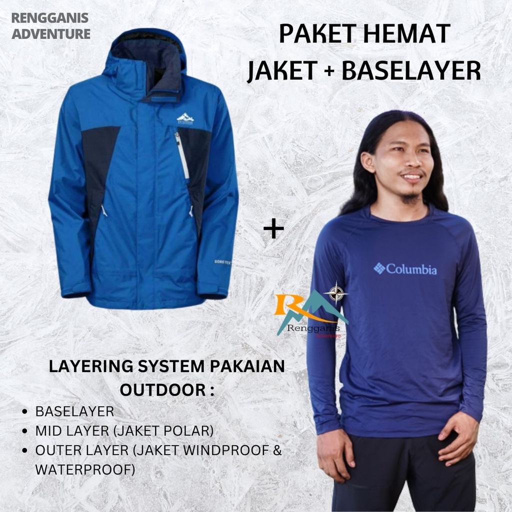 [PROMO PAKET] JAKET GUNUNG RIR OUTDOOR INNER POLAR DAN BASELAYER OLAHRAGA GUNUNG HIKING ANTI AIR