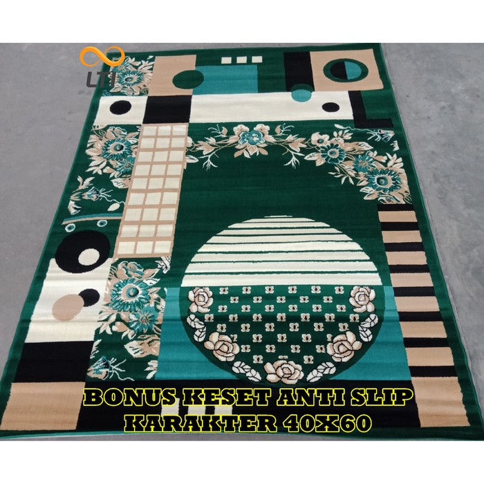 Karpet Permadani Abstrak Lokal MURAH Moderno Hijau 2.10 x 3.10