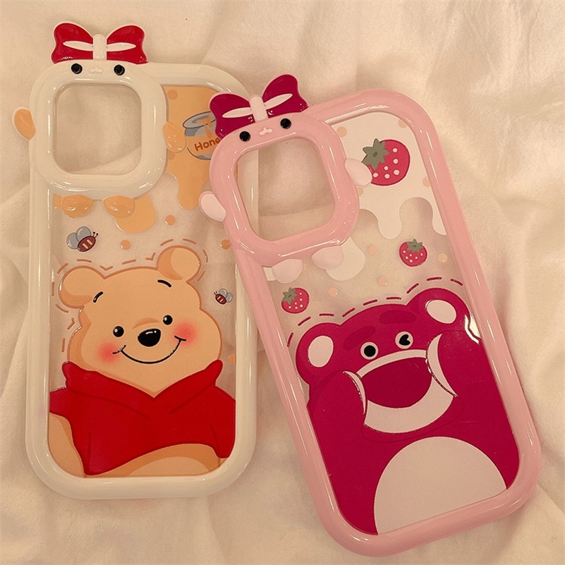 Soft Case Silikon TPU Motif Kartun Beruang Casing Compatible for iPhone 14 13 12 11 Pro Max X Xr Xs Max iPhone 7 8 6 6s Plus Cute Cartoon Fashion Bear Phone Case Clear Lens Protection Skin Silicone Hard Case Shockproof Soft TPU Phone Back Casing Cover