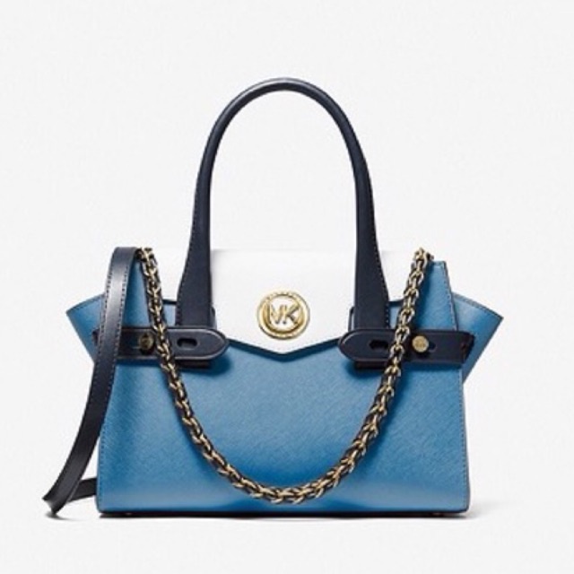 MK MICHAEL KORS Carmen Small Color-Block Saffiano Leather Belted Satchel south pacific multi