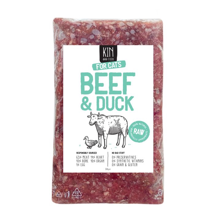 

KINDOGFOOD Makanan Kucing RAW Beef and Duck 500GR CATFOOD