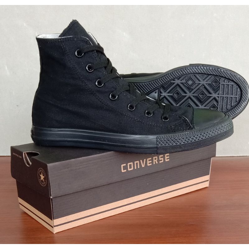 (free box converse)sepatu converse all star classic high full black all star classic tinggi hitam polos