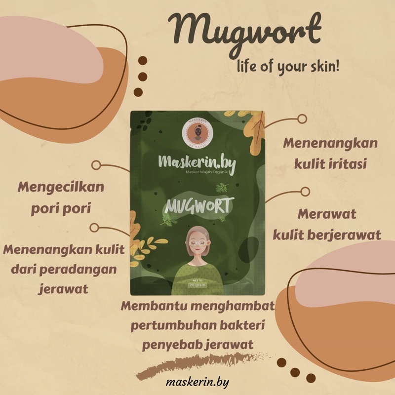 BPOM Masker Wajah Organik Maskerin.by Mugwort 20gr