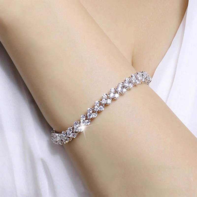 Gelang Kristal Berlian Zirkon Bahan 925 Silver