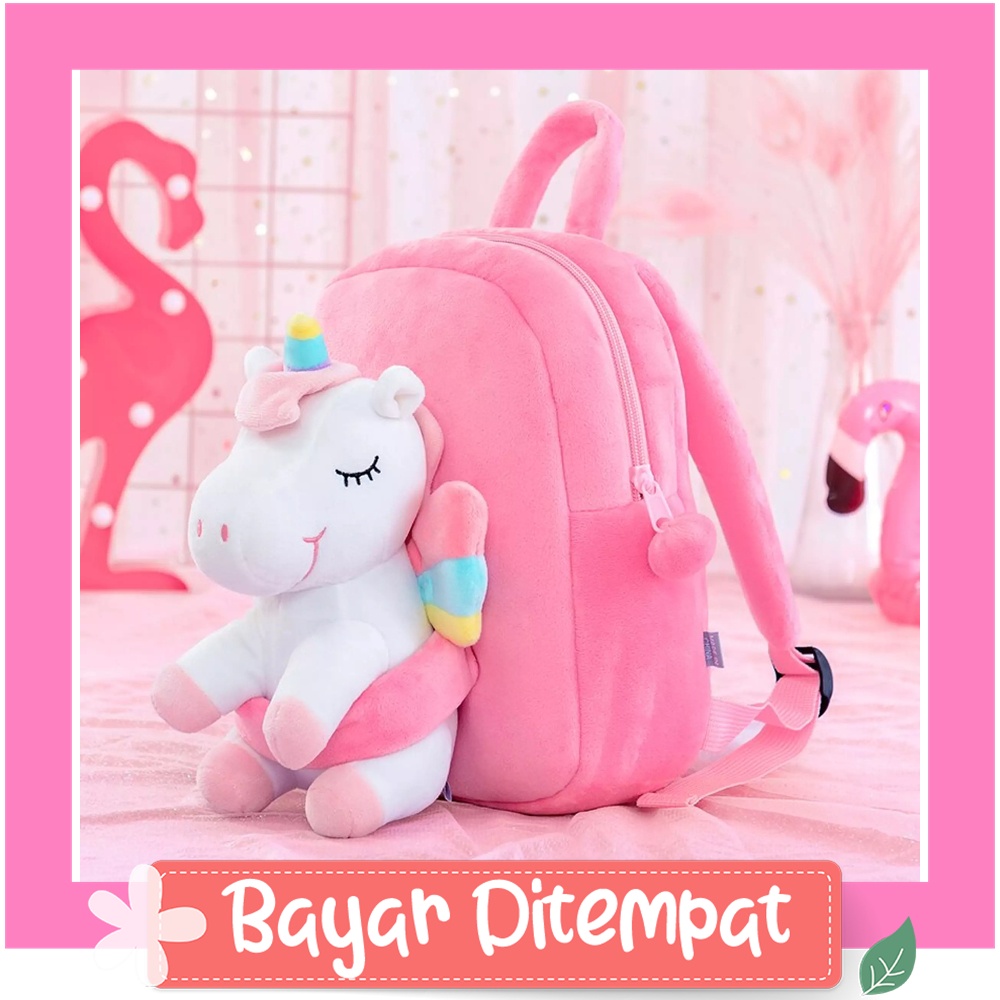 (BISA UNTUK KADO) Tas sekolah anak perempuan ( tri-bisa cod ) BTS Dua Kali EXO Monsta X K-Pop Got7 Ransel TK Paud Balita Usia 1-3 Cewek Karakter Kuda Pony Unicorn Import Bahan Boneka Untuk Ultah Ulang Tahun