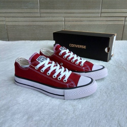 Sepatu Converse All Star Classic Low Ori Warna Merah Maroon Sneakers Remaja Terkece