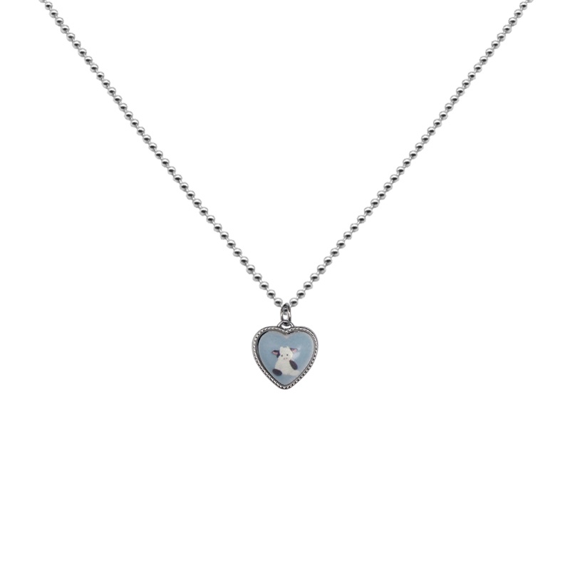 Kalung Rantai Liontin Hati Bahan Titanium steel Untuk Wanita
