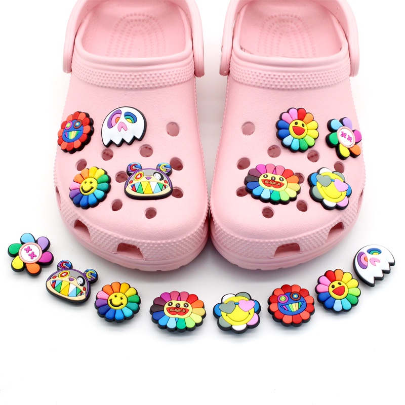 Shoe accessories 1pcs Crocs Pin Lucu Kartun kupu-kupu bunga matahari sandal charms Jibbitz DIY Dilepas decorate Anak Laki-laki Anak Perempuan Hadiah