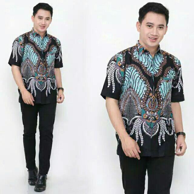 Asifa Batik Hrb026 Kenongo Kemeja Tosca Pendek Pekalongan Padi M L Xl Sogan Tulis Halus Kemeja Batik