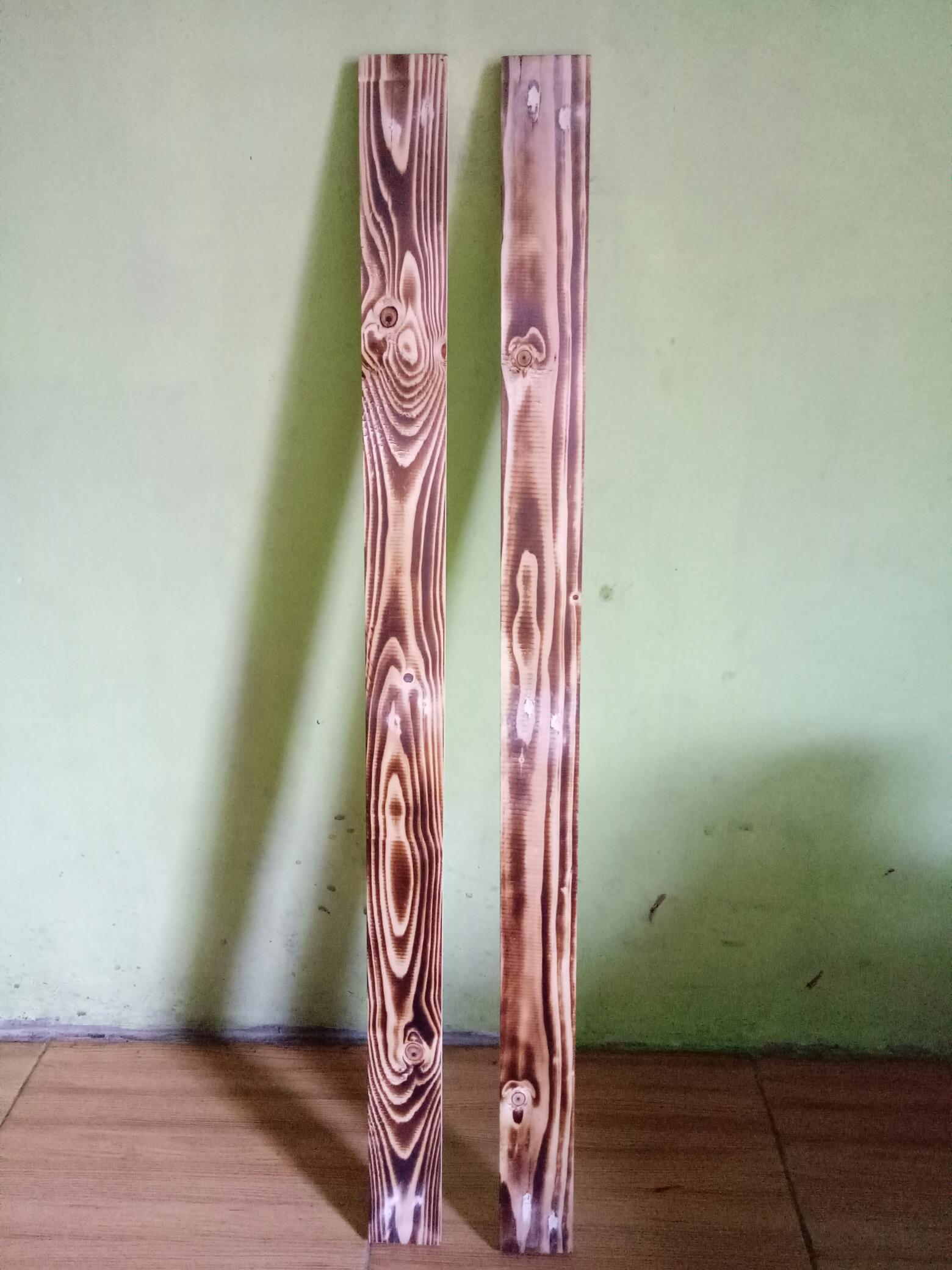 Papan Kayu Jati Belanda Motif Bakar & Polos 100cm