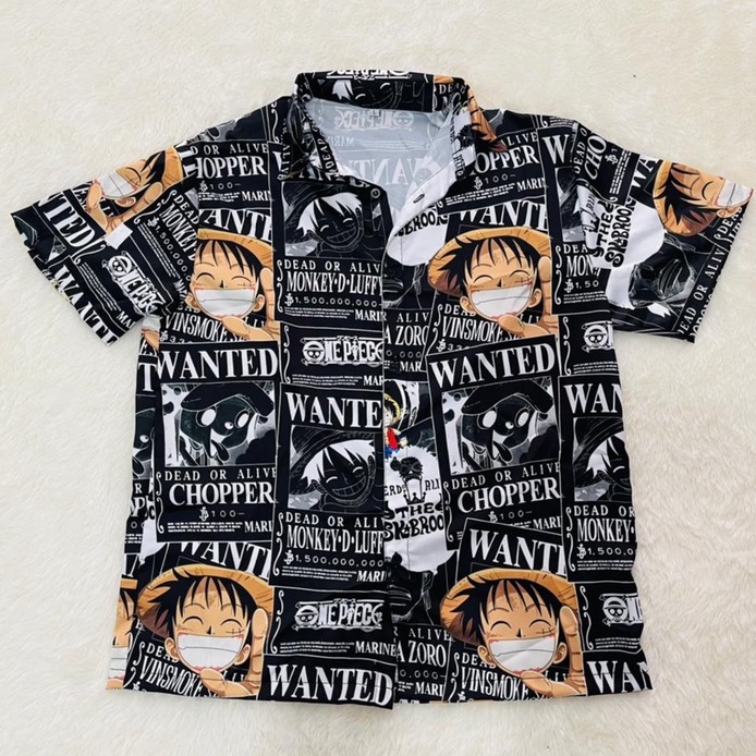 Kemeja Onepiece Wanted Fullprint Anime Manga Premium Unisex